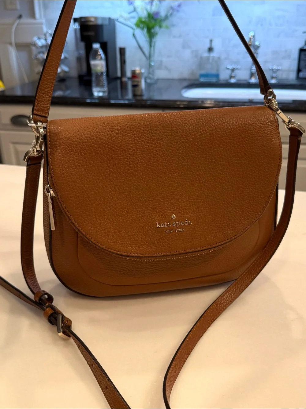 Kate Spade Leila Medium Flap Shoulder / Crossbody Bag Warm Gingerbread NWOT